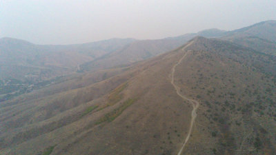 Chinese Peak Trail shrouded in smoke, probably from Western fires