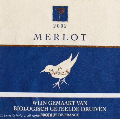 Kwartelkoning - Corncrake - Crex crex - French red Merlot wine 2002