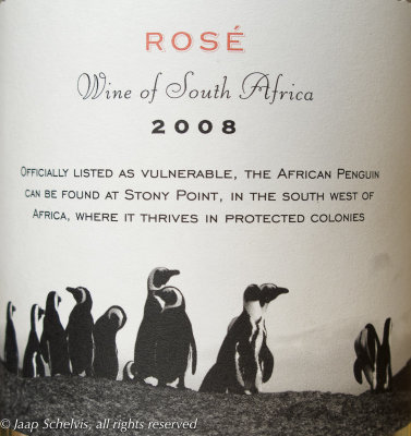Zwartvoetpinguïn - African penguin - Spheniscus demersus - South African Rosé wine 2008
