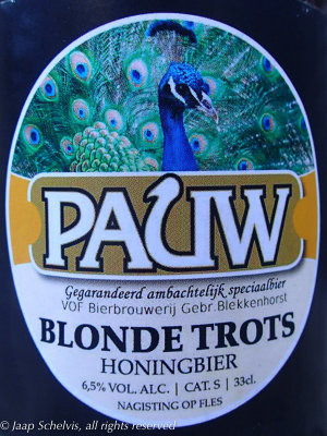 Blauwe Pauw - Blue peafowl - Pavo cristatus - Dutch Honey Beer