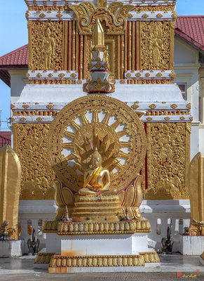 Wat Mahathat Phra That Nakorn Chedi Buddha Image and Dharmachakra or Wheel of Dhamma (DTHNP0152)
