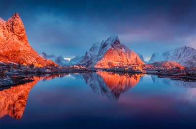 Blue hour and warm light