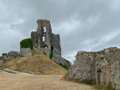 Corfe Castle - The keep from the Old Hall in the West Bailey.