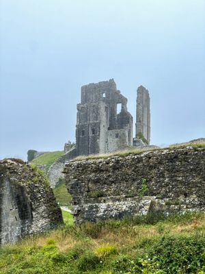 Corfe Castle - The keep from the Old Hall in the West Bailey.