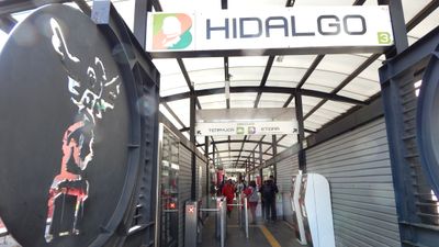 Elevated bus station entrance