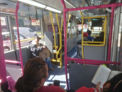 Inside a bus