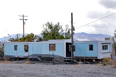 Keeler long blue abandoned trailer
