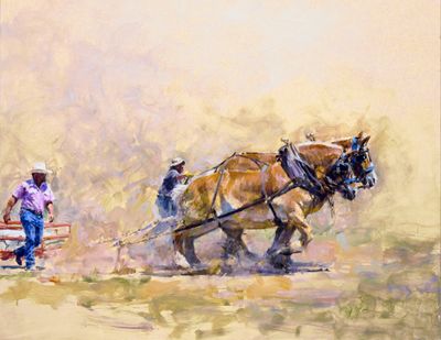 Draft~Horses~Pulling 24 1/2 x 31