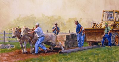 11. Oxen Pull, Bethlehem Fair  18 x 34 3/4