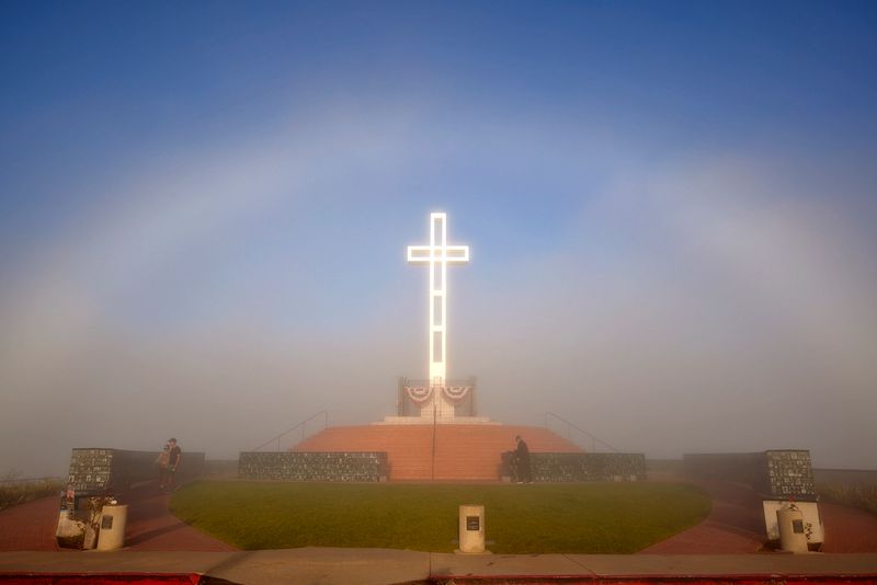 Fog Bow over the cross...