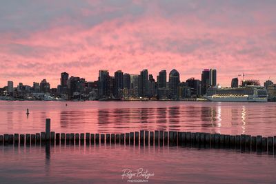 Pink skies over the city