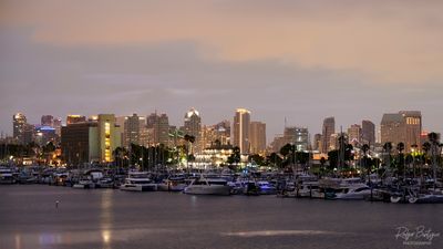 Skyline of San Diego from Harbor Drive Bridge