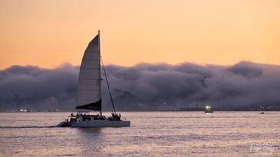 The fog over Point Loma during sunset
