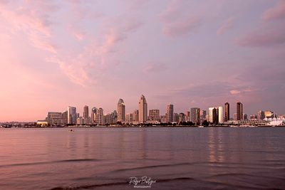 Pink skies over the San Diego skyline