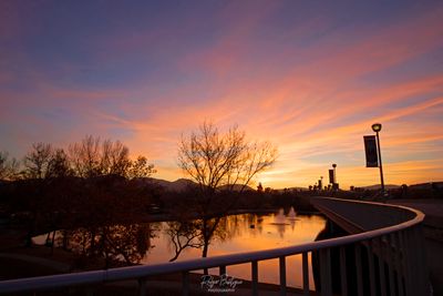 Sunset over the Veterans Memorial Bridge and Santee Lake