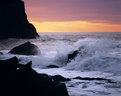 Sunrise at Reynisfjara black sand beach