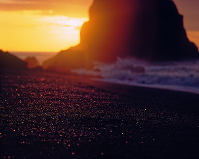 Sunrise at Reynisfjara black sand beach