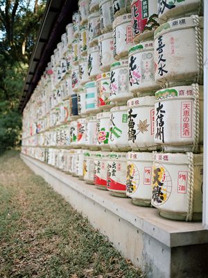 Sake barrels at Meiji Jingu