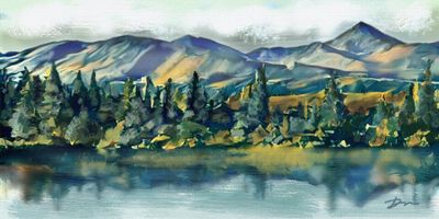 Serenity in the Rockies • Original acrylic on canvas 36x18 $950.00