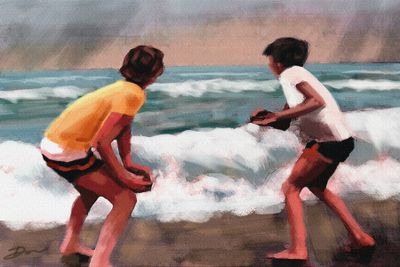 Fighting the Waves • 16X24 Acrylic on canvas