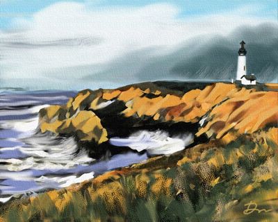 Yaquinna Head Lighthouse • original 24x18 acrylic on canvas (SOLD)