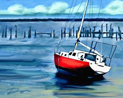 Grounded Sailboat • original not avalable