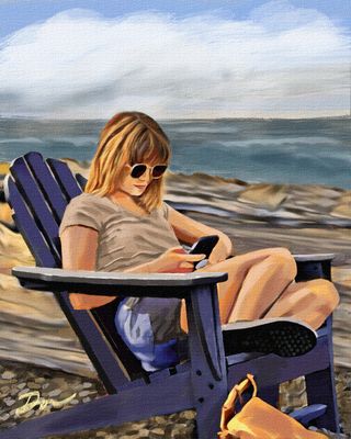 Nikki on her phone  original not available