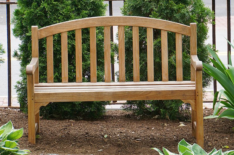 Wooden bench.