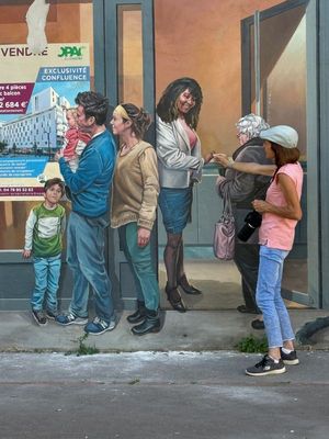 Bonjour Madame, je ne fais que passer dans ce beau mural - Hello, I am just passing through this beautiful mural