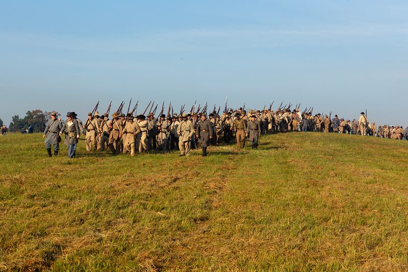 Marching Column Of Confederate Troops