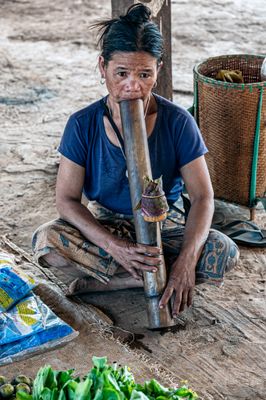 Katu Woman Smoking,  Kok Phung Tai Community Market