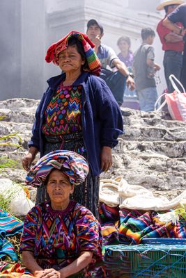 K'iche' Mayan Women on the Steps of Santo Tomas