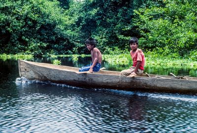 Kekchi Boys in Boat