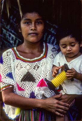 Maya Q'eqchi' Mother and Son with Toy