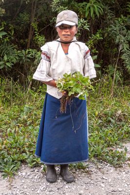 Quechua Girl with Flowers
