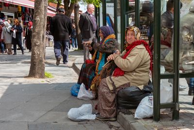 Knitting at the Bus Stop