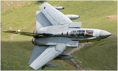 41(R) Squadron RAF Tornado Gr4 swept entering the cad Gap on the mach loop