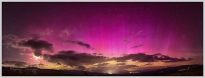  4x image Panoramic of the Aurora Borealis