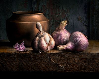 Copper Urn and Purple Garlic