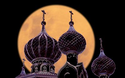 Russian Church and Moon