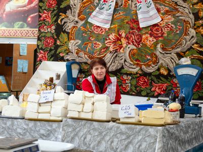 Cheese stand at Piața Centrală 