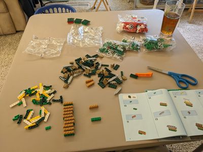 Back at our house, Seth, Angela, Pierce and Max gave us a Lego Christmas wreath to put together.