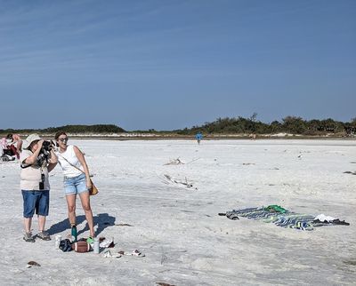 In the afternoon, we drove to Ft DeSoto State Park, where Seth, Angela, Pierce and Max met us. Jeremy and Seth played catch with the football with the boys on the beach, then got in the water. Grandma and Angela roamed the beach and watched the boys, while Grandpa wandered around looking for birds to photograph (see https://pbase.com/spd881/fl_2023_02_12_20 for bird photos).