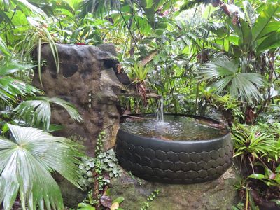 One of the water features at Danaus, a re-purposed tire