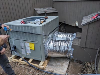 They assured us they'd make more elegant attachments for the power and gas lines when they did the final installation.