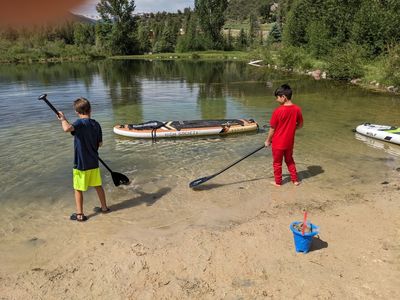 Zane and Zeke have an alternative use for the paddle board paddles.