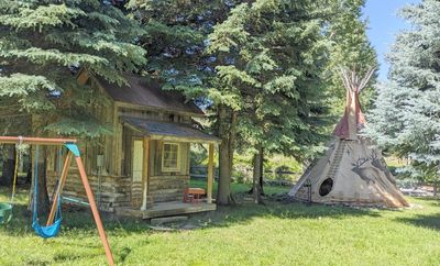And the swing set and tepee