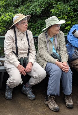 Ann and Carolyn, sitting atop an observation tower. Ecuador, Mar 21, 2018.