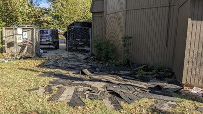 Debris in the yard on the SW side of the big dome