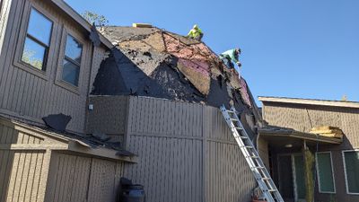 It was sad, and a little scary, to see all the exposed insulation after the rotting decking had been removed, but we were glad they made the repairs.